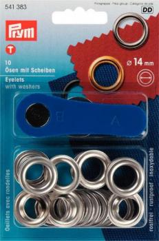 Prym Ösen und Scheiben Ø 14 mm silberfarbig 541383